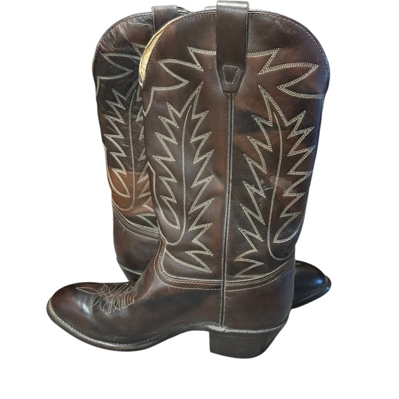 Vintage Unbranded 9D Men’s Handmade Brown Leather Cowboy Boots Made In The USA - Picture 1 of 13